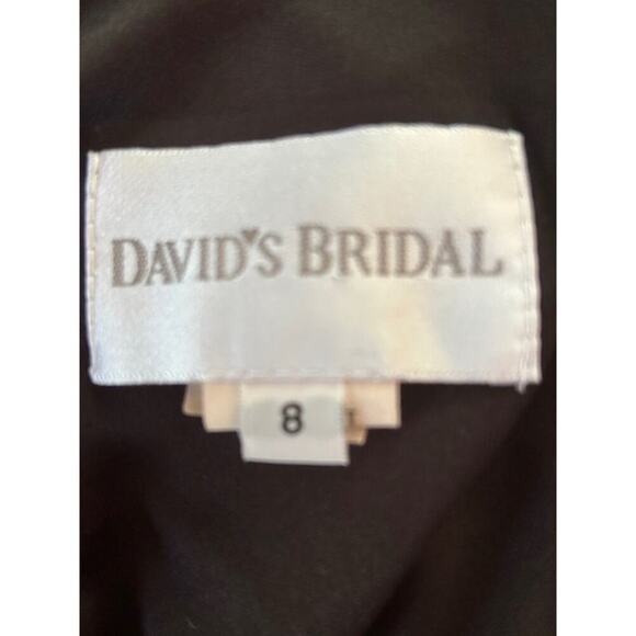 David’s Bridal Black Rhinestone-Strap Formal Gown + Matching Wrap, Size 8 - Picture 5 of 7